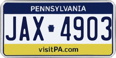 PA license plate JAX4903