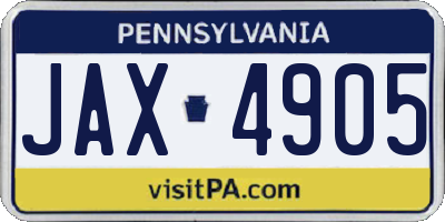 PA license plate JAX4905