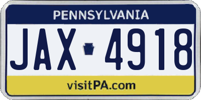 PA license plate JAX4918