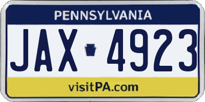 PA license plate JAX4923