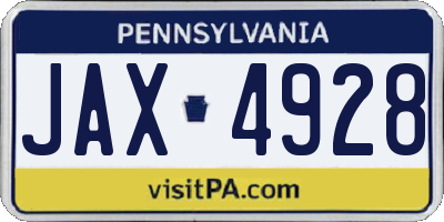 PA license plate JAX4928