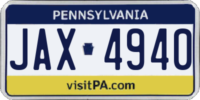 PA license plate JAX4940