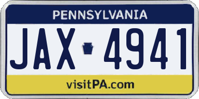 PA license plate JAX4941