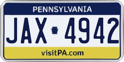 PA license plate JAX4942