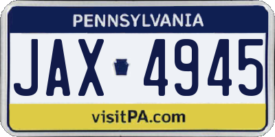 PA license plate JAX4945