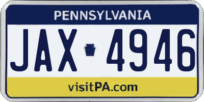 PA license plate JAX4946