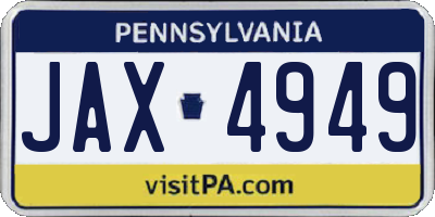 PA license plate JAX4949