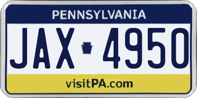 PA license plate JAX4950