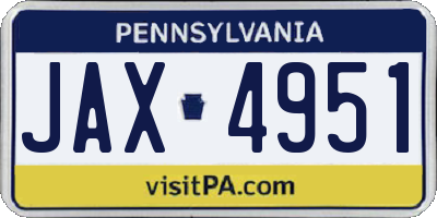 PA license plate JAX4951
