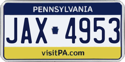 PA license plate JAX4953