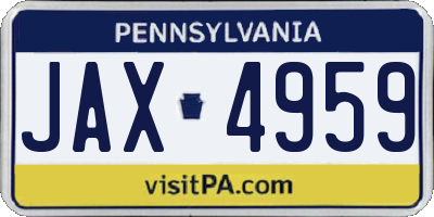 PA license plate JAX4959