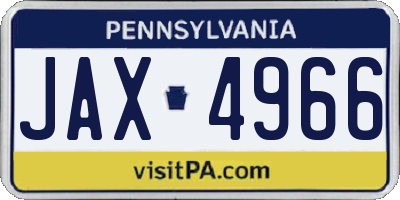 PA license plate JAX4966