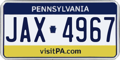 PA license plate JAX4967