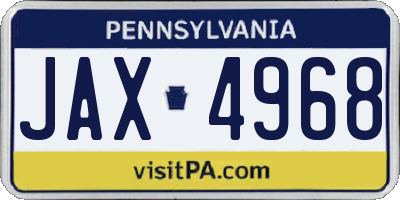 PA license plate JAX4968