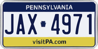 PA license plate JAX4971