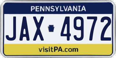 PA license plate JAX4972