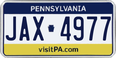 PA license plate JAX4977