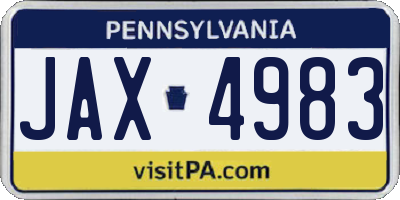 PA license plate JAX4983
