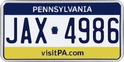PA license plate JAX4986