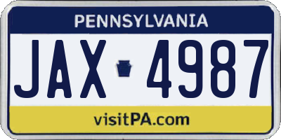 PA license plate JAX4987