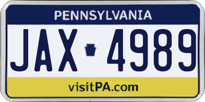PA license plate JAX4989
