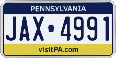PA license plate JAX4991