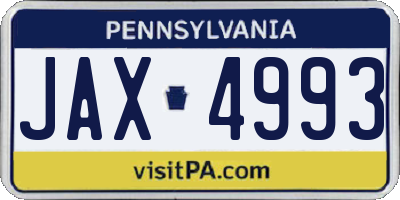 PA license plate JAX4993