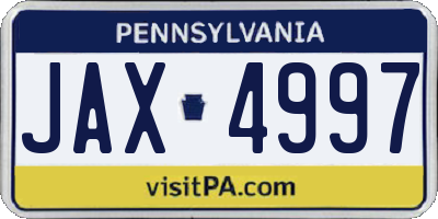 PA license plate JAX4997