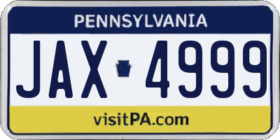 PA license plate JAX4999