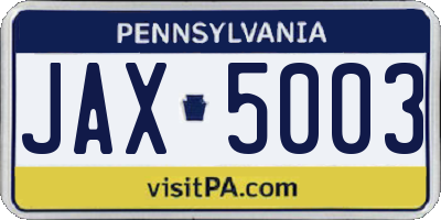 PA license plate JAX5003