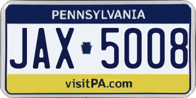 PA license plate JAX5008