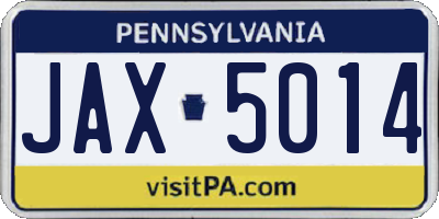 PA license plate JAX5014