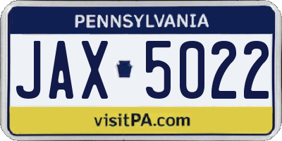 PA license plate JAX5022