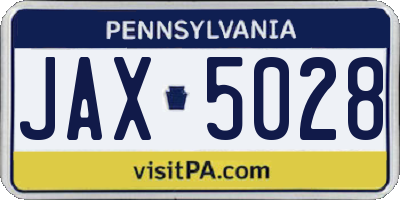 PA license plate JAX5028