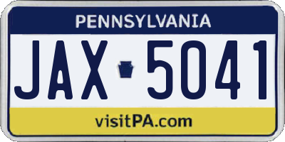 PA license plate JAX5041