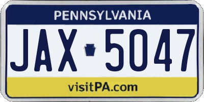 PA license plate JAX5047