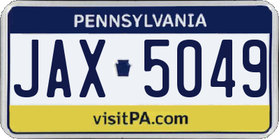 PA license plate JAX5049