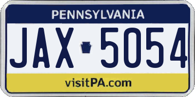 PA license plate JAX5054