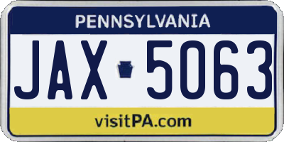 PA license plate JAX5063