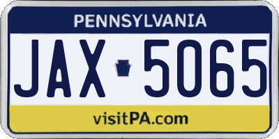 PA license plate JAX5065