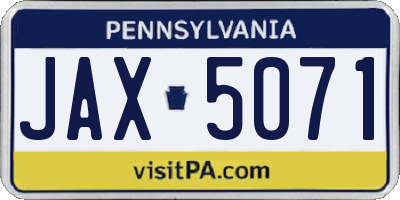 PA license plate JAX5071