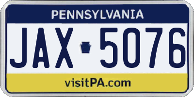 PA license plate JAX5076