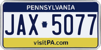 PA license plate JAX5077