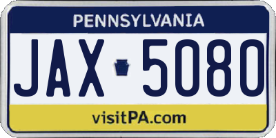 PA license plate JAX5080