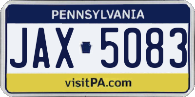 PA license plate JAX5083