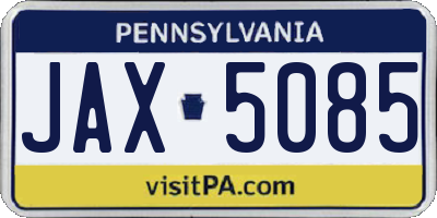 PA license plate JAX5085