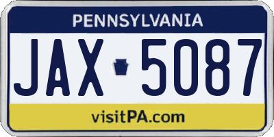 PA license plate JAX5087