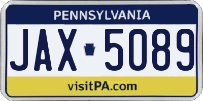 PA license plate JAX5089