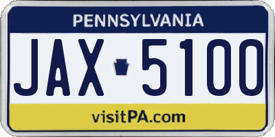 PA license plate JAX5100