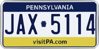 PA license plate JAX5114
